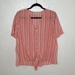 Michael Michael Kors V Neck front waist tie Blouse Size Large EUC